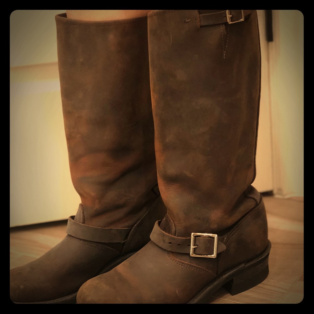 Frye’s distressed leather boot. Size 10